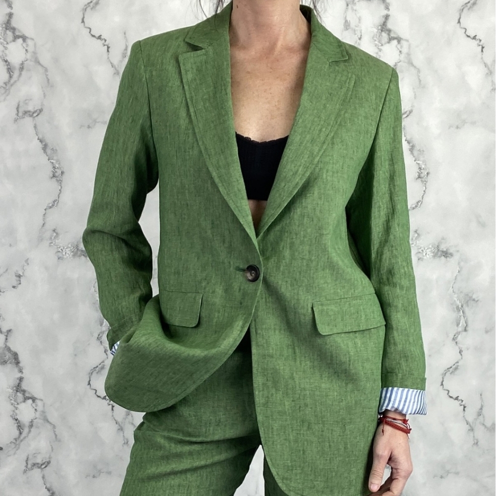Diega Green Linen Blazer Size XS